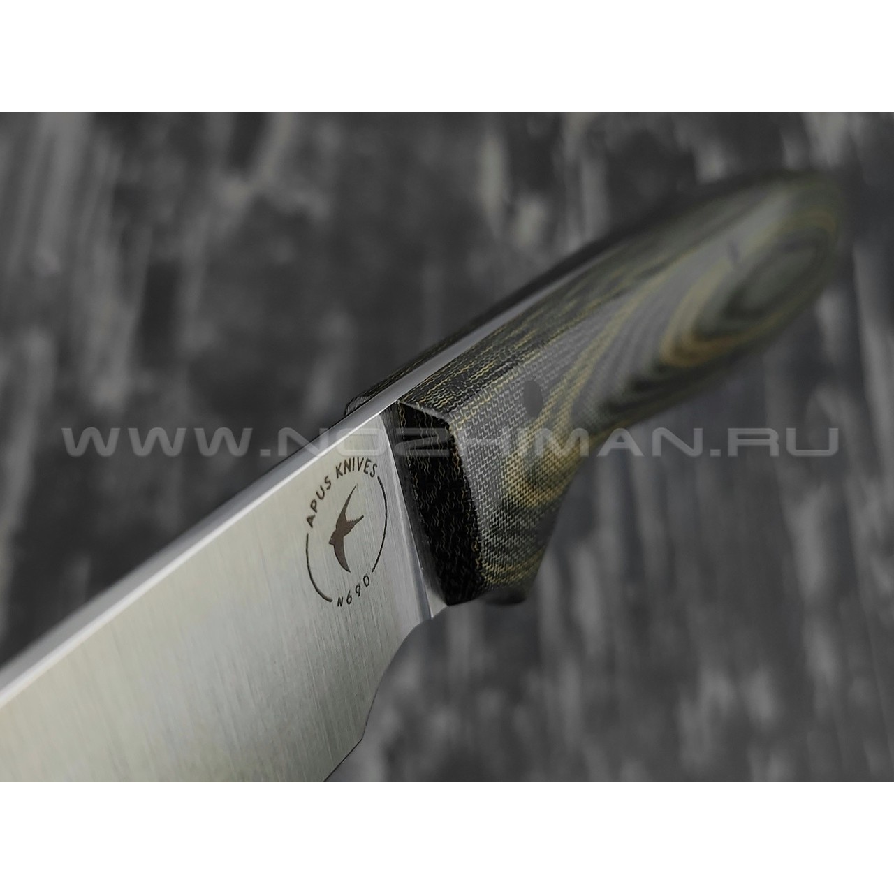 Апус Wilson сталь N690, рукоять микарта olive green