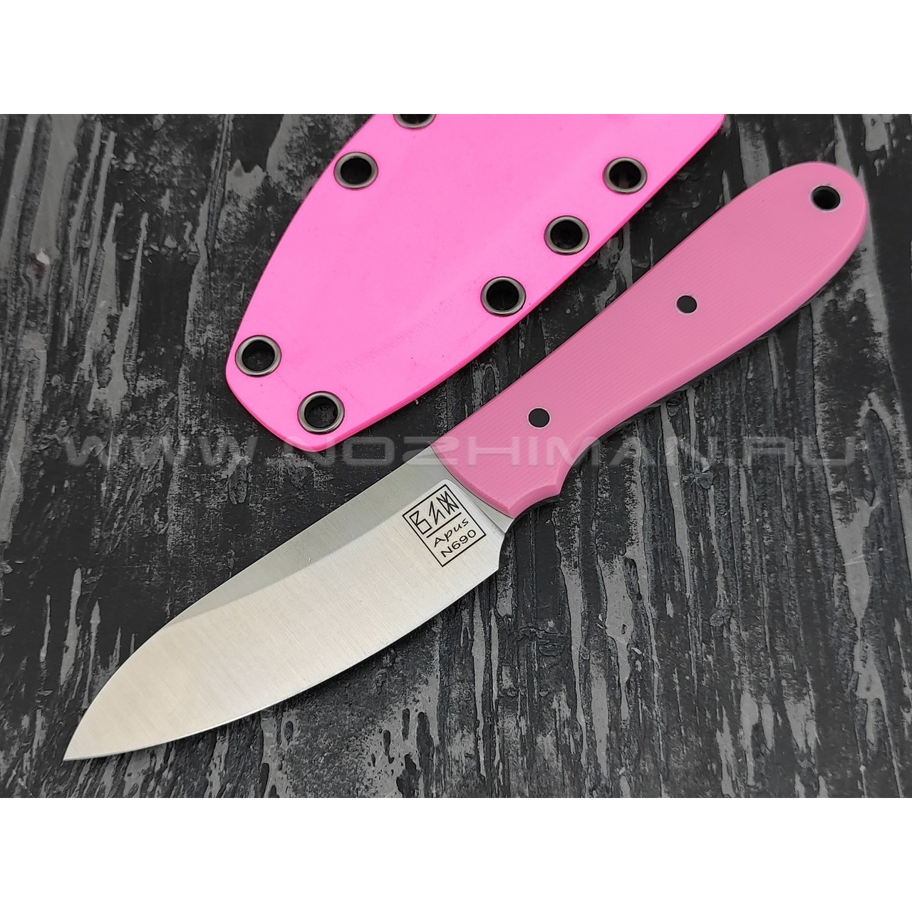 Zh KNIVES нож True сталь N690, рукоять G10 pink, ножны pink