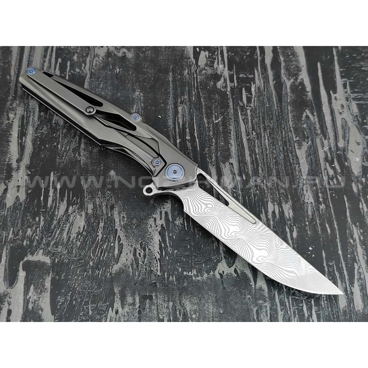 Нож Rike Knife Knight RK11953-1 сталь damasteel, рукоять титан