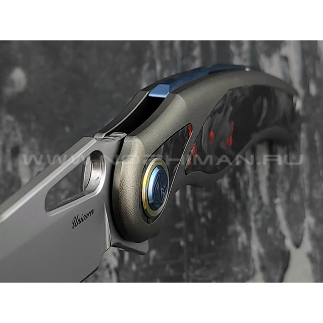 Нож Rike Knife Unicorn-RCF RK12165-1 сталь M390, рукоять титан и carbon