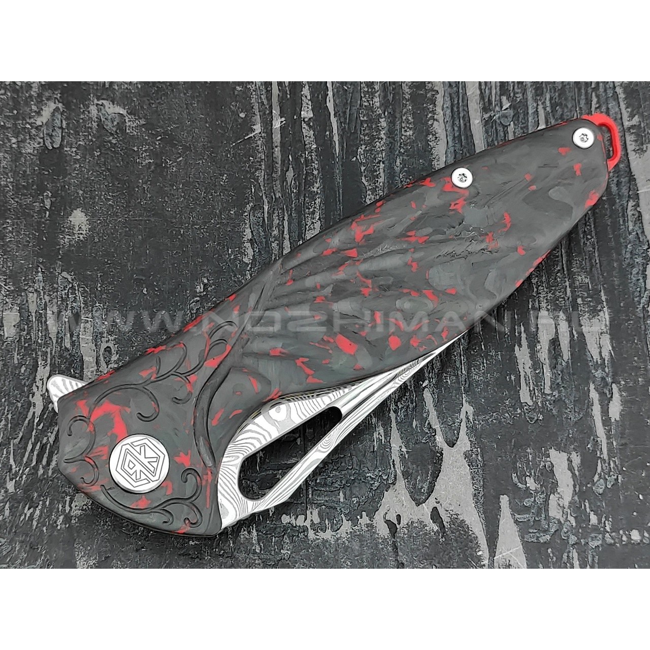 Нож Rike Knife Hummingbird Plus-R/CF RK11532-1 сталь damasteel, рукоять carbon