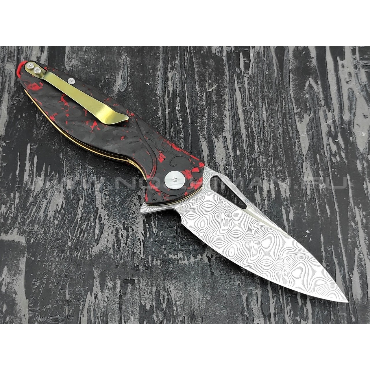 Нож Rike Knife Hummingbird Plus-R/CF RK11532-1 сталь damasteel, рукоять carbon