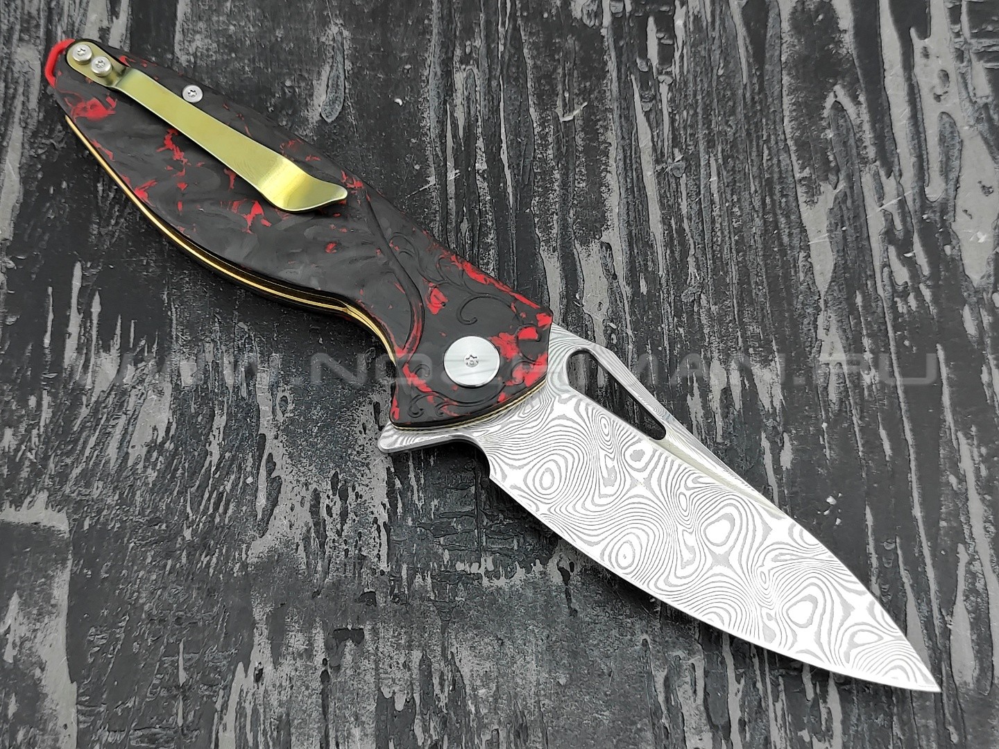 Нож Rike Knife Hummingbird Plus-R/CF RK11532-1 сталь damasteel, рукоять carbon