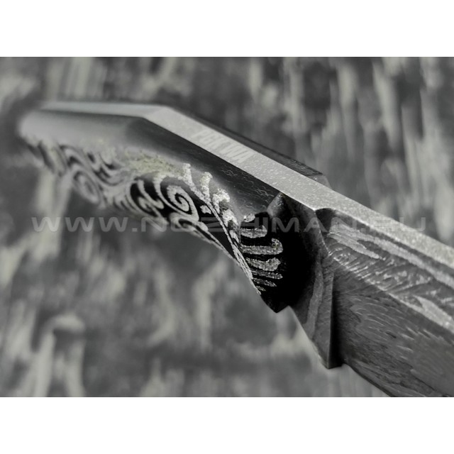Волчий Век нож "Wharn" Custom Dark Russian Tales сталь PGK WA, рукоять микарта с гравировкой