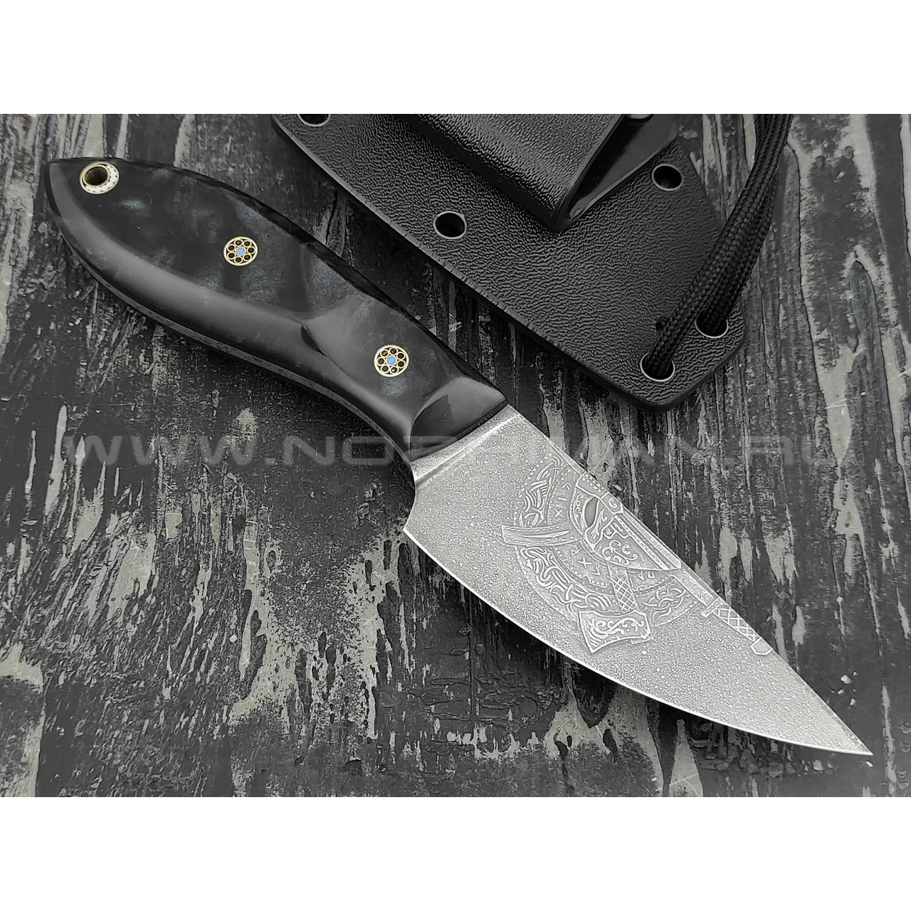 Волчий Век нож "Масичька" Custom сталь M390 WA, рукоять композит, мозаичные пины