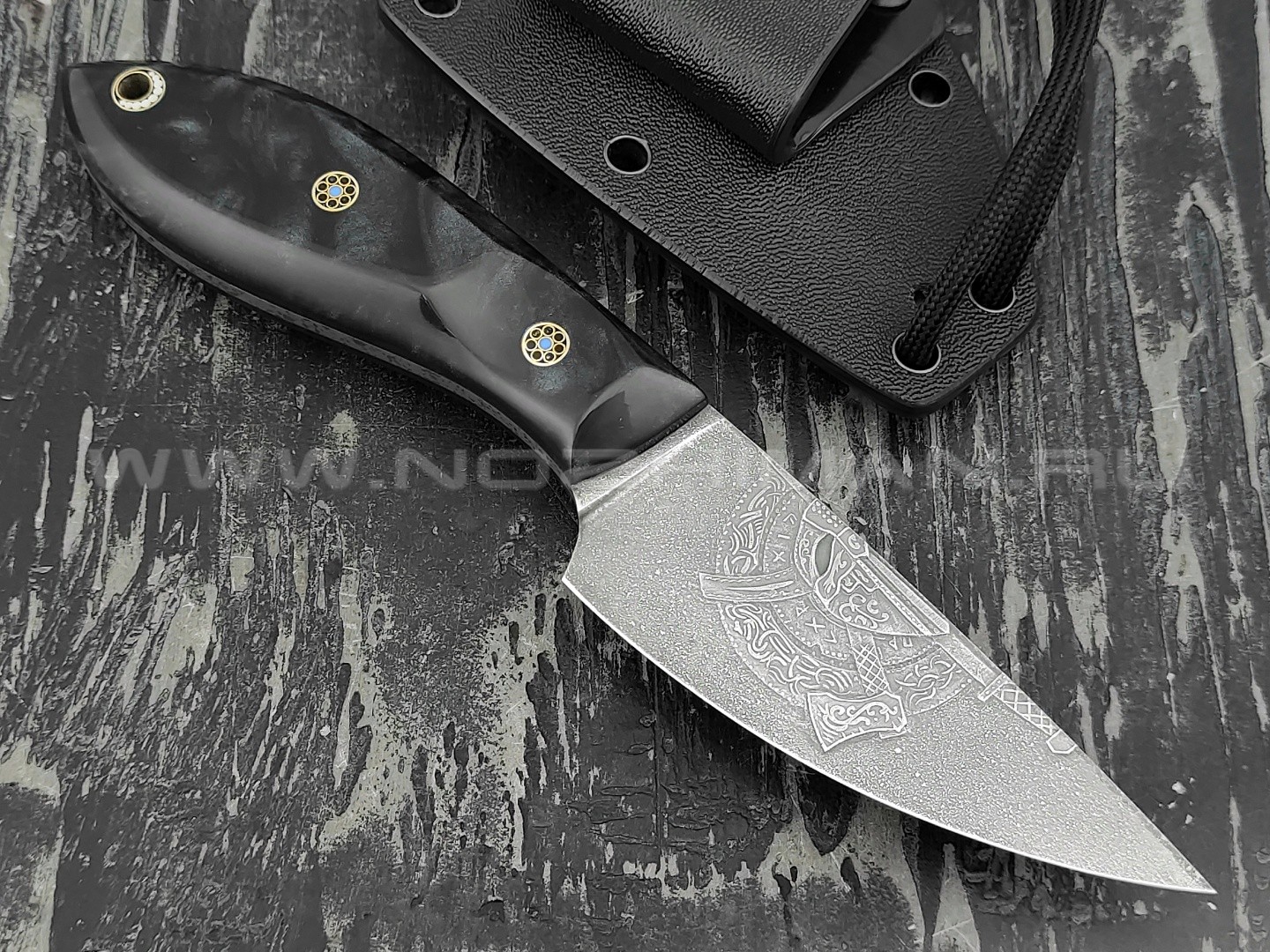 Волчий Век нож "Масичька" Custom сталь M390 WA, рукоять композит, мозаичные пины
