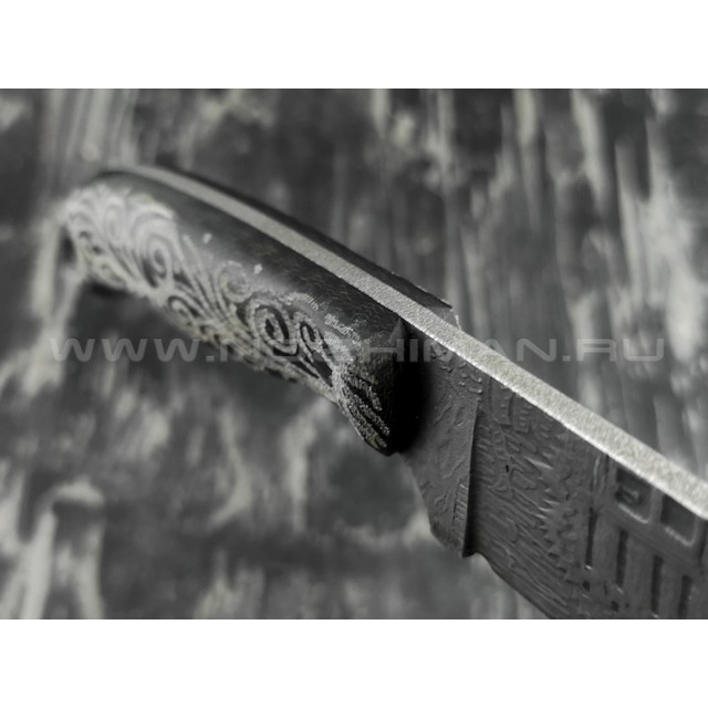 Волчий Век нож "Mark-I" Custom Dark Russian Tales сталь Niolox WA, рукоять микарта с гравировкой
