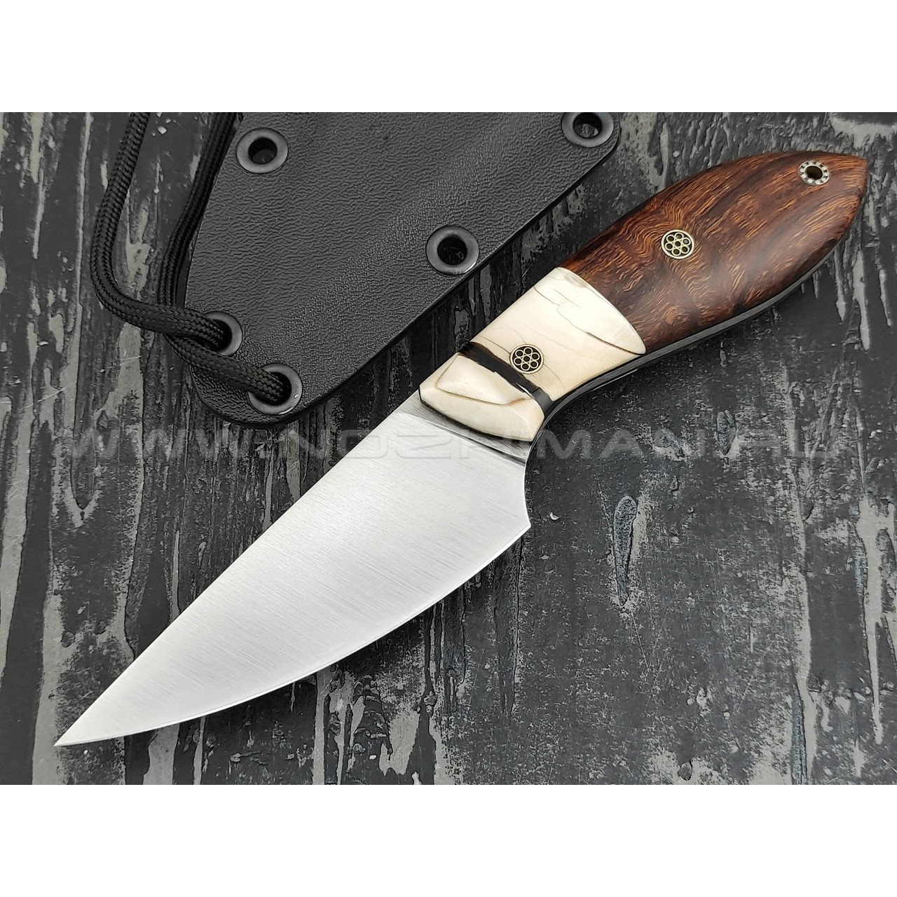 Волчий Век нож "Масичька" сталь CPM S125V WA, рукоять Ironwood, бивень мамонта, пины