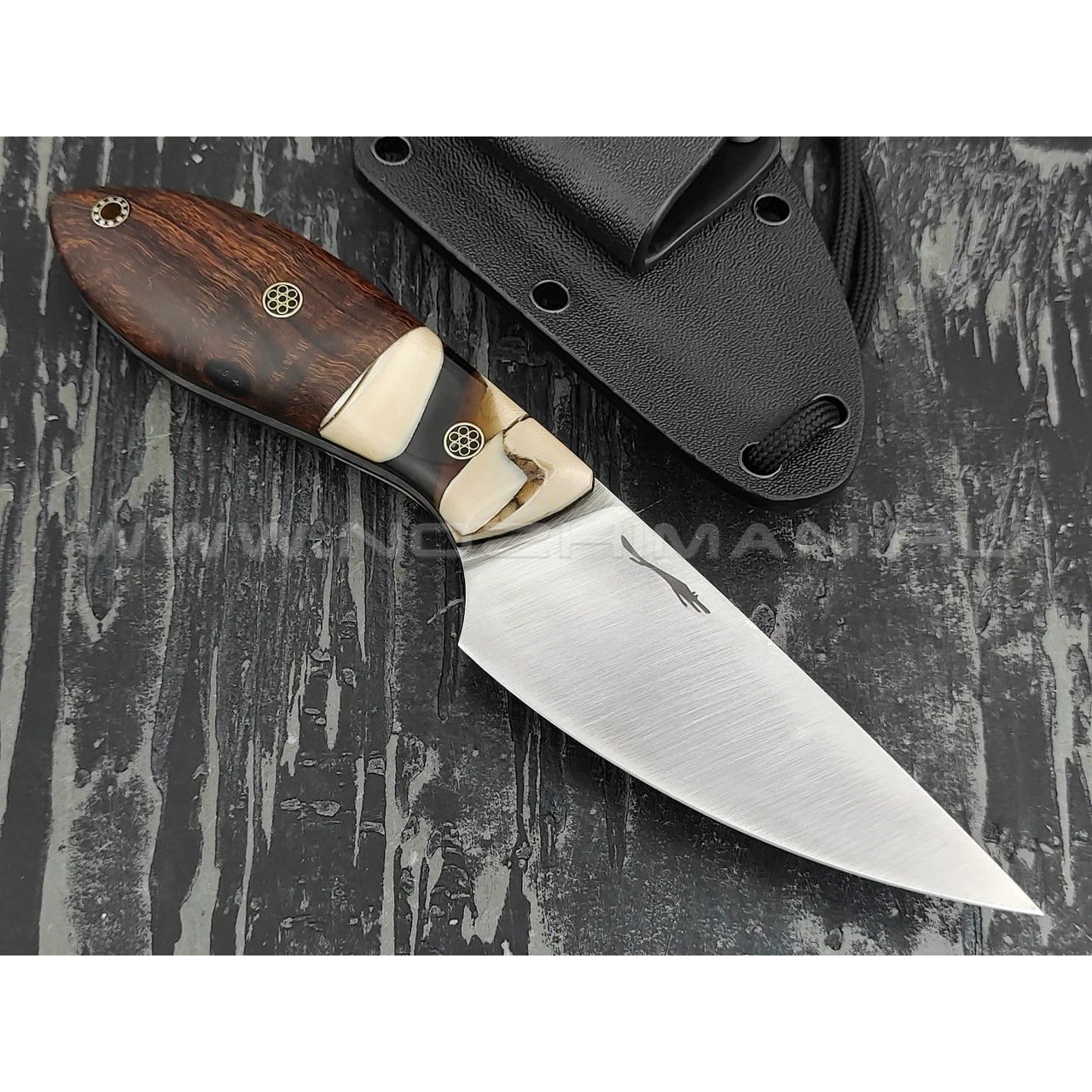 Волчий Век нож "Масичька" сталь CPM S125V WA, рукоять Ironwood, бивень мамонта, пины