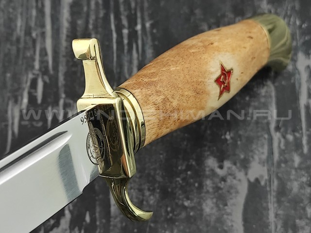Кузница Коваль нож "НКВД" сталь 95Х18, рукоять стаб. карельская береза