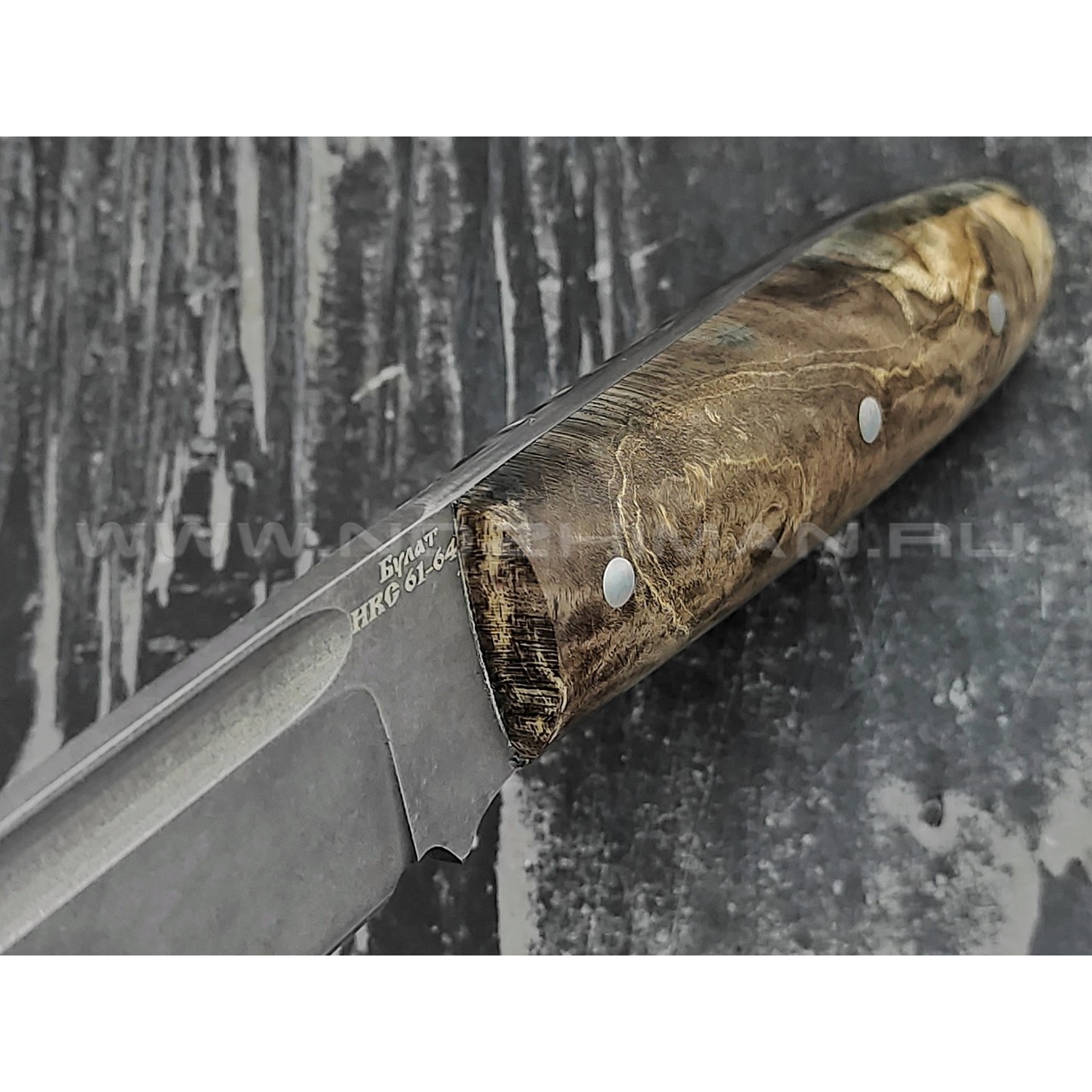 Кузница Коваль нож "Нэрка" булатная сталь, рукоять стаб. карельская береза