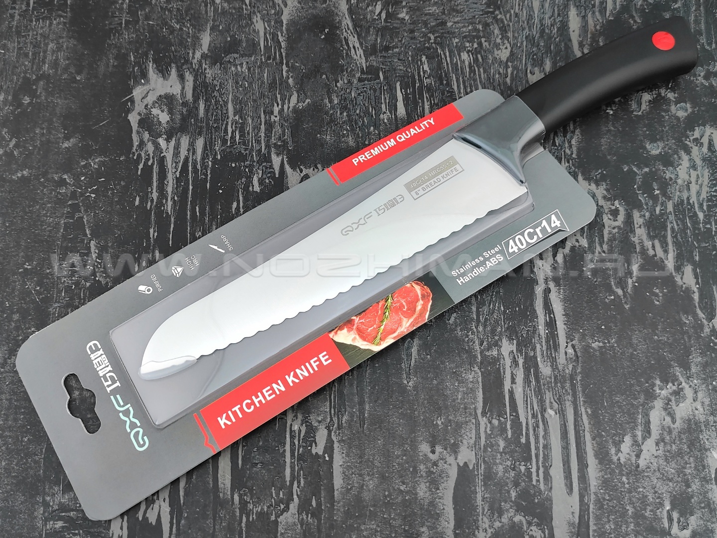 QXF нож для хлеба R-4338 сталь 40Cr14, рукоять ABS