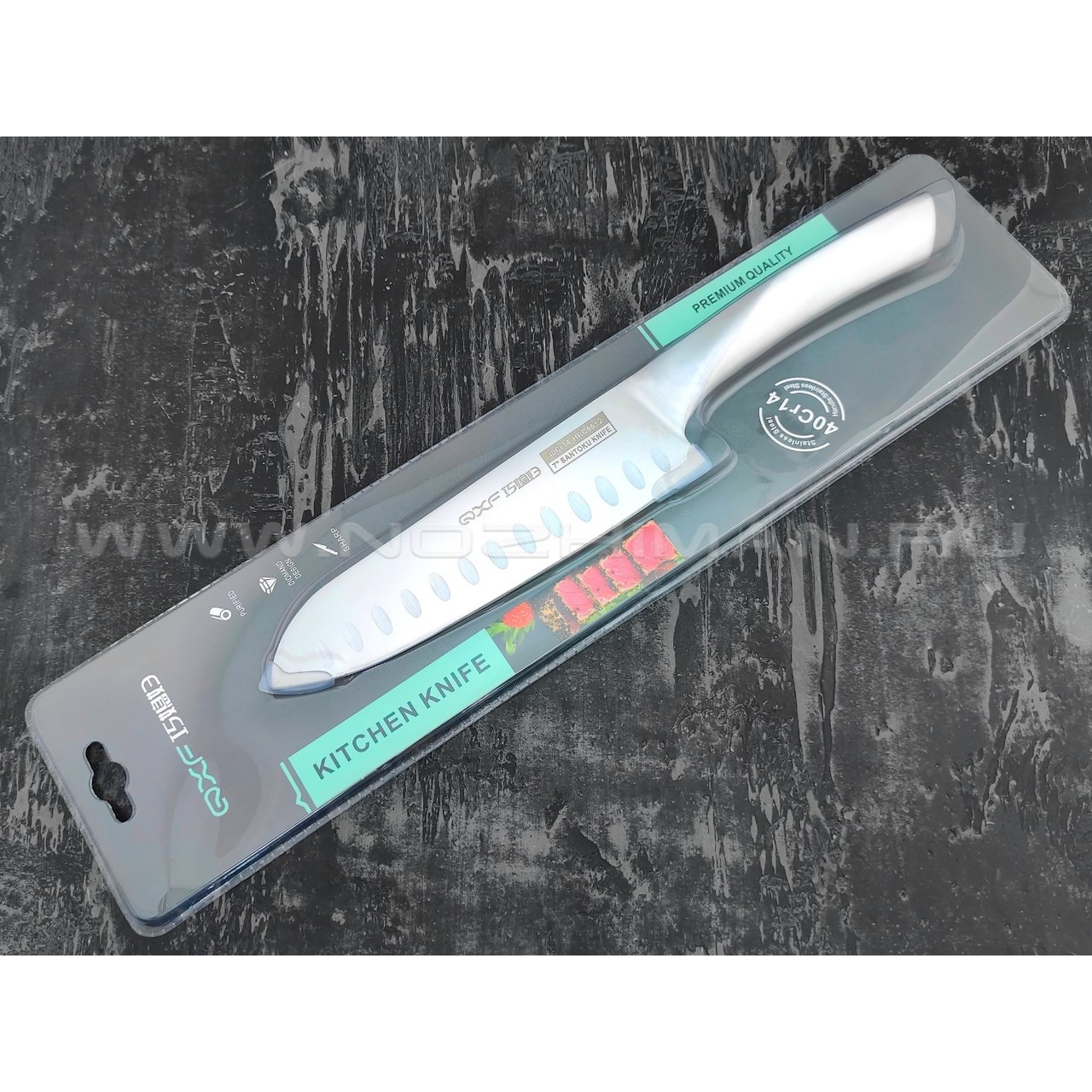 QXF нож Santoku R-4457 сталь 40Cr14, рукоять сталь