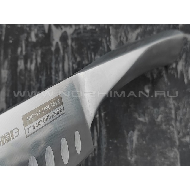 QXF нож Santoku R-4457 сталь 40Cr14, рукоять сталь