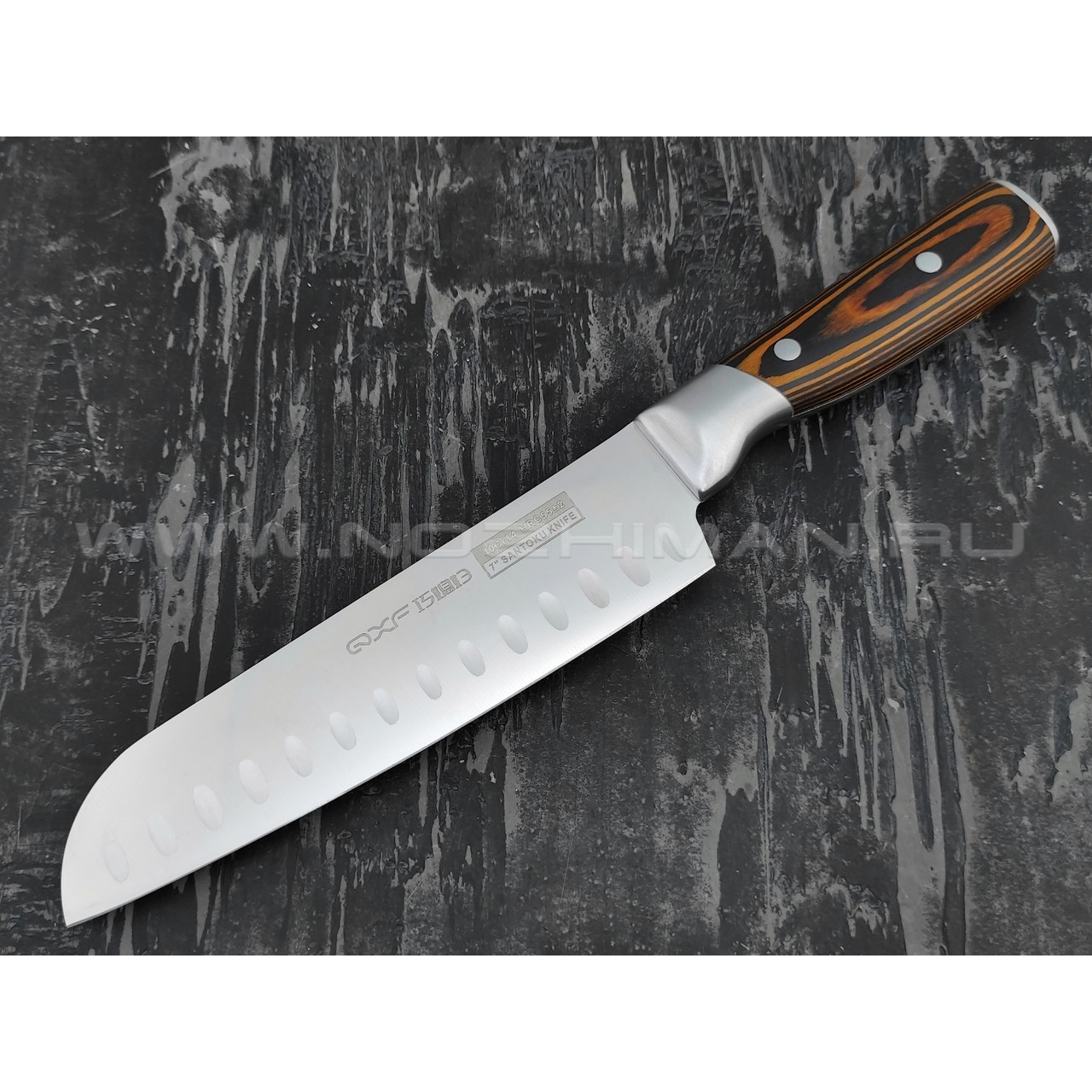 QXF нож Santoku R-4157 сталь 40Cr14, рукоять дерево