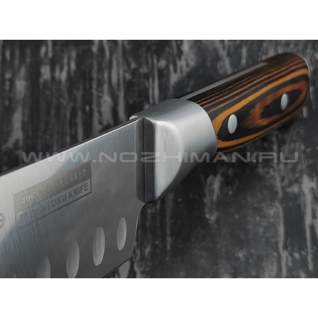 QXF нож Santoku R-4157 сталь 40Cr14, рукоять дерево