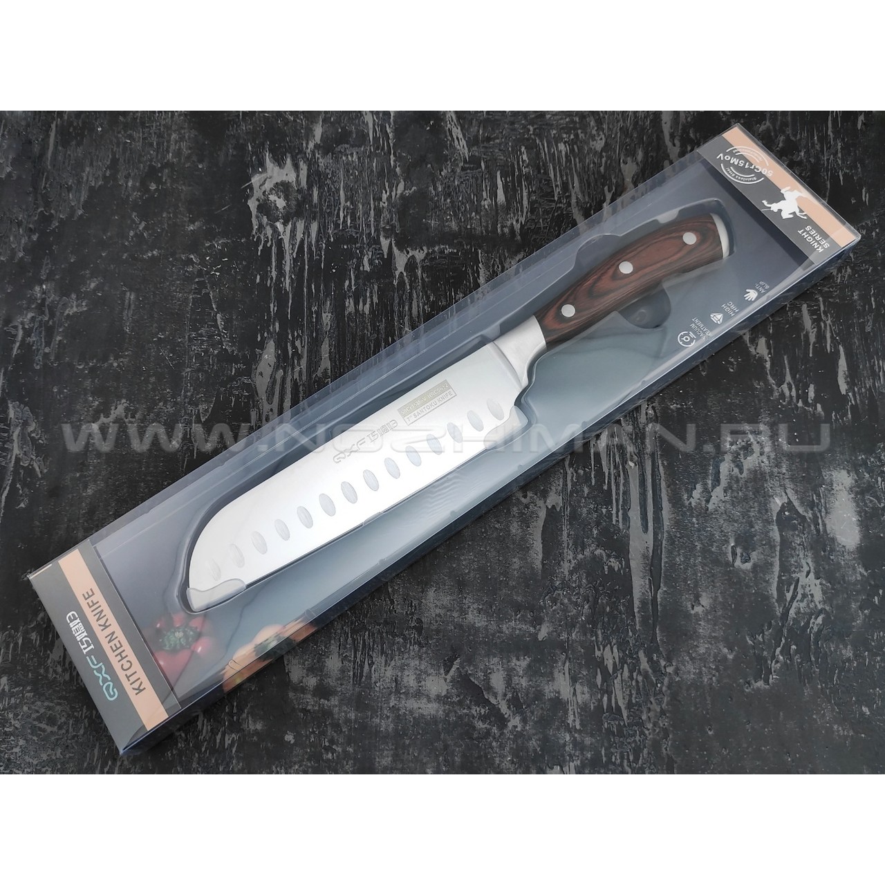 QXF Knight нож Santoku R-5257 сталь 50Cr15MoV, рукоять дерево