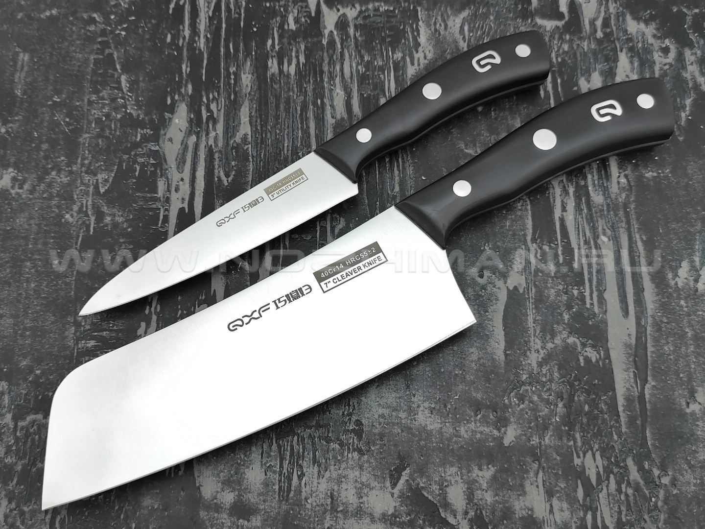 QXF набор из двух кухонных ножей R-42-2 сталь 40Cr14, рукоять ABS