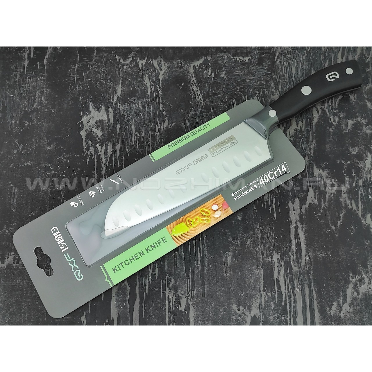 QXF нож Santoku R-4257 сталь 40Cr14, рукоять ABS