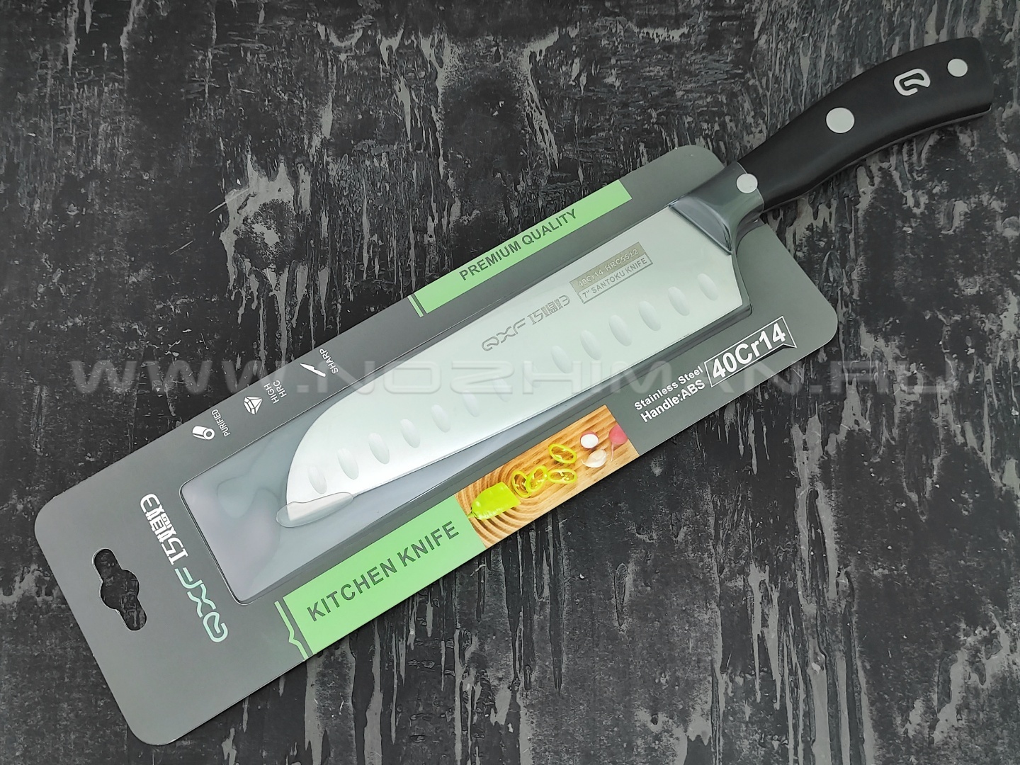 QXF нож Santoku R-4257 сталь 40Cr14, рукоять ABS