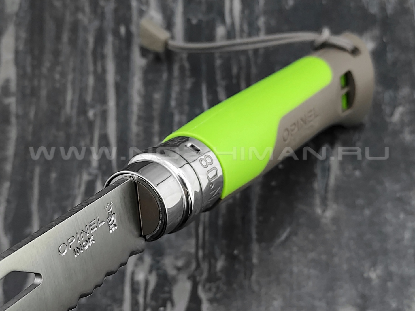 Нож Opinel Outdoors №8 001714 green сталь Sandvik 12C27, рукоять polyamide
