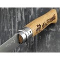 Нож Opinel Engraved №8 002332 Animalia Deer 2019 сталь Sandvik 12C27, рукоять дуб