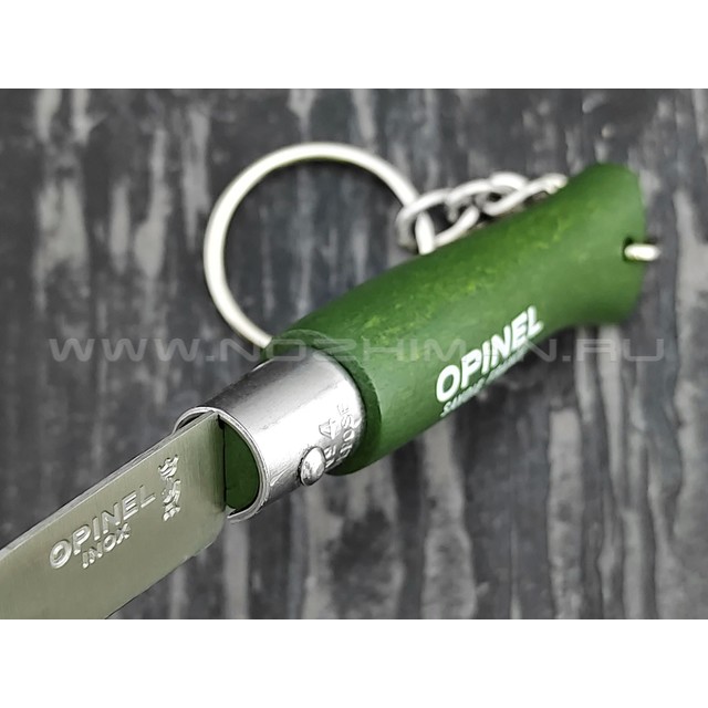 Нож-брелок Opinel Keychain №4 002054 Khaki сталь Sandvik 12C27, рукоять бук