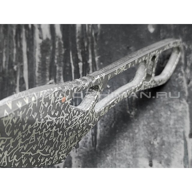 1-й Цех нож "Косяк" сталь K110, рукоять сталь, травление крупный узор
