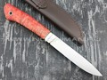 Кметь нож Рыбацкий сталь K340, рукоять карельская берёза (красный)