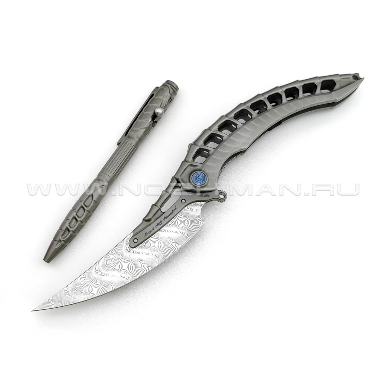 Rike Knife нож Alien4-DG сталь Damasteel, рукоять 6AL4V Titanium