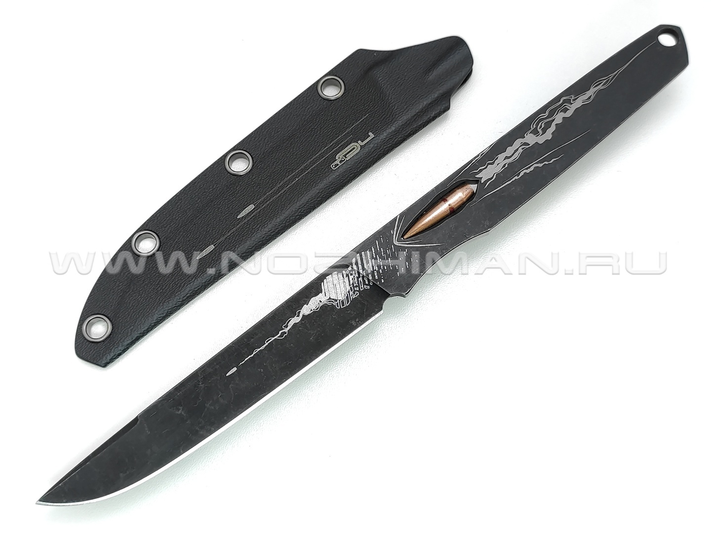 N.C.Custom нож Пуля-Дура (Pulya-dura) сталь Aus-8 blackwash, рукоять сталь