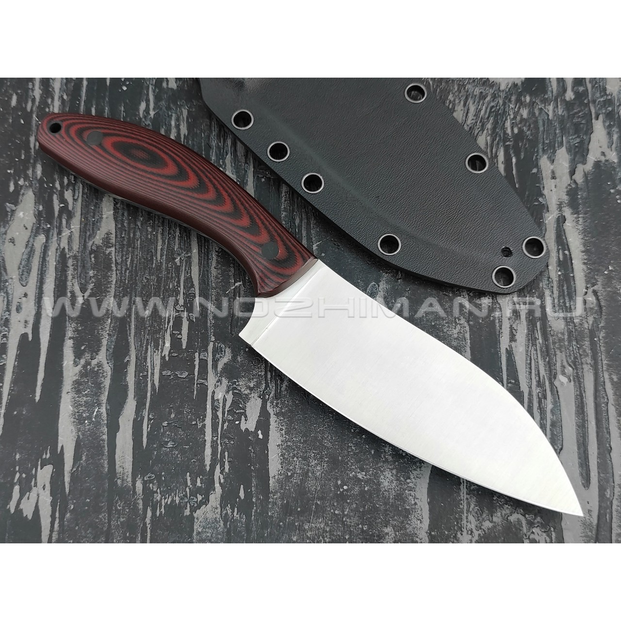 Апус нож Santoku S сталь N690, рукоять G10 black/red
