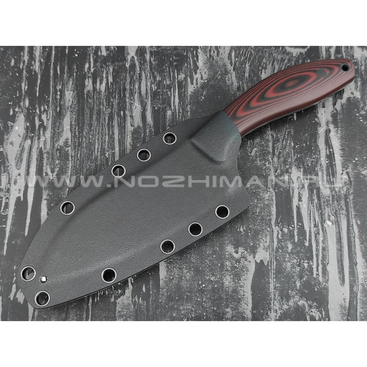 Апус нож Santoku S сталь N690, рукоять G10 black/red