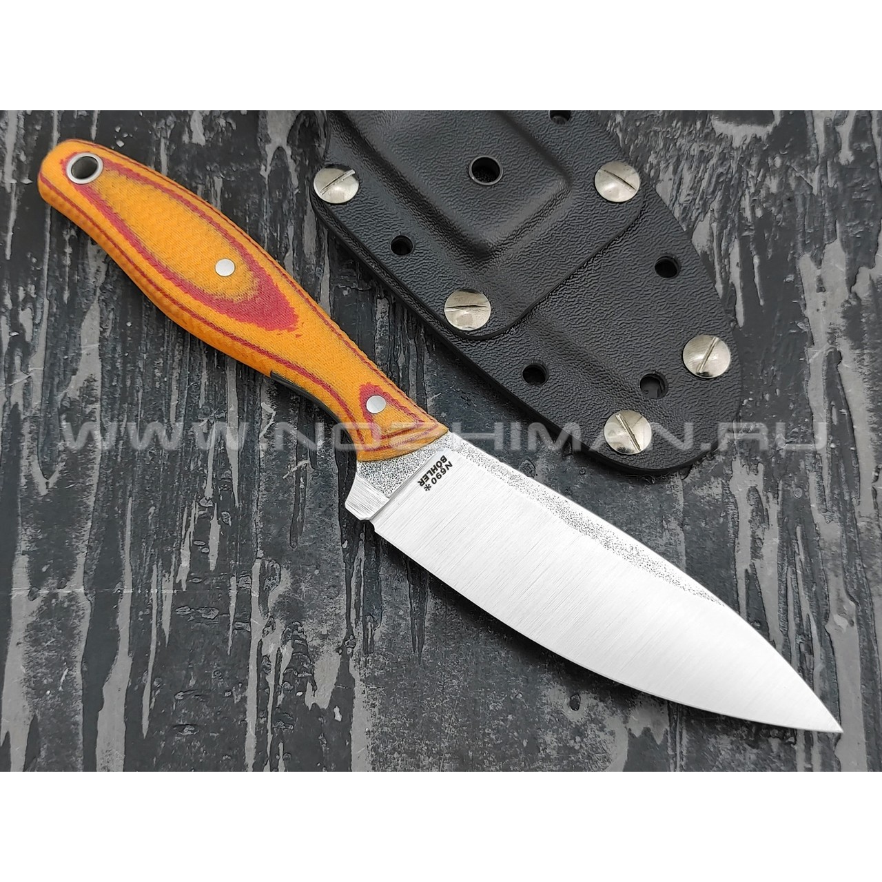 РВС нож "Кастор 3.0" сталь N690, рукоять микарта red & orange