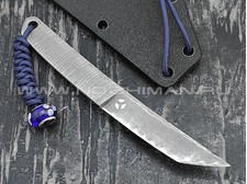 Волчий Век нож "Мини танто" сталь Niolox WA, рукоять сталь, синий темляк