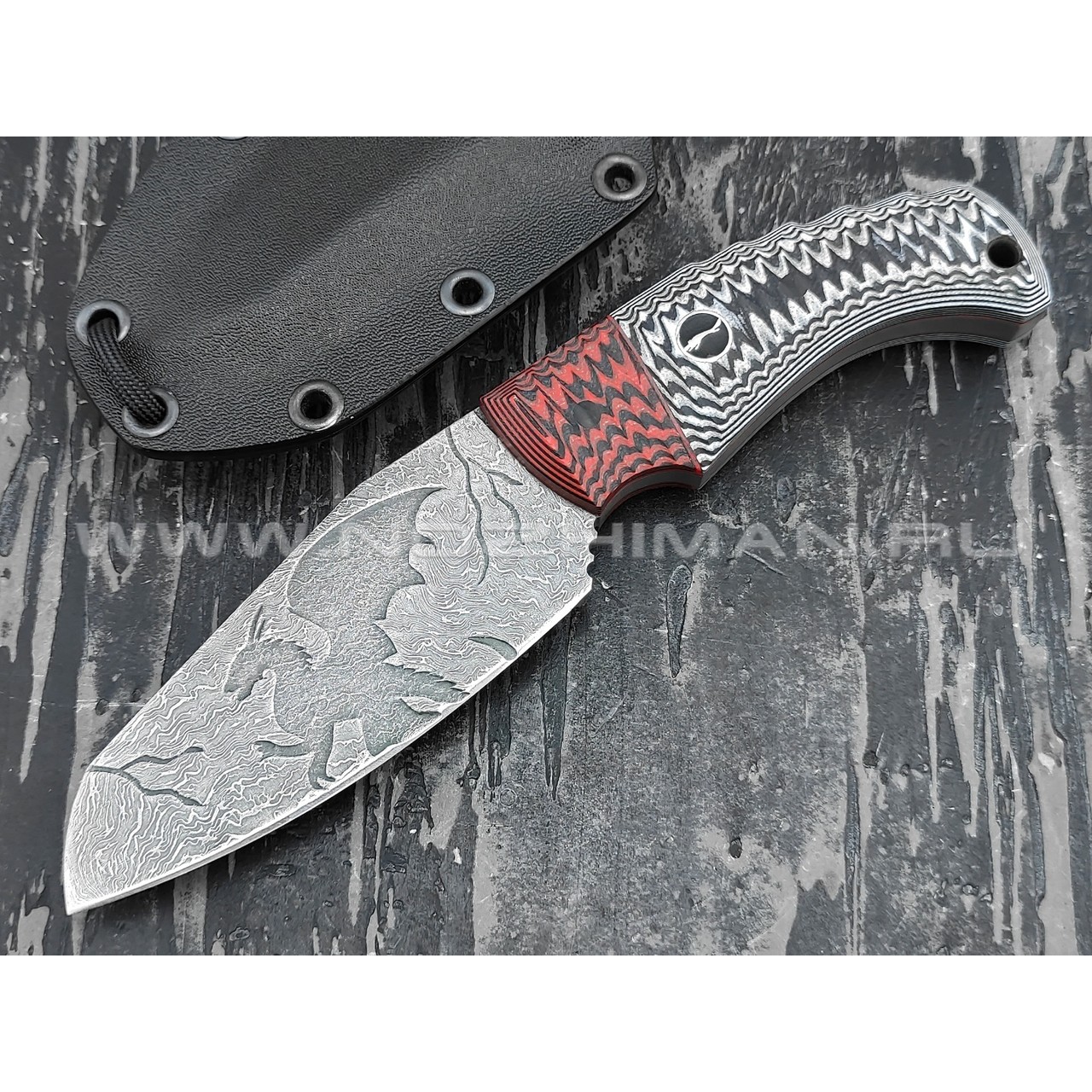 Волчий Век нож "Сквозняк" Brutal Edition Custom Drago сталь PGK WA, рукоять G10 red & white