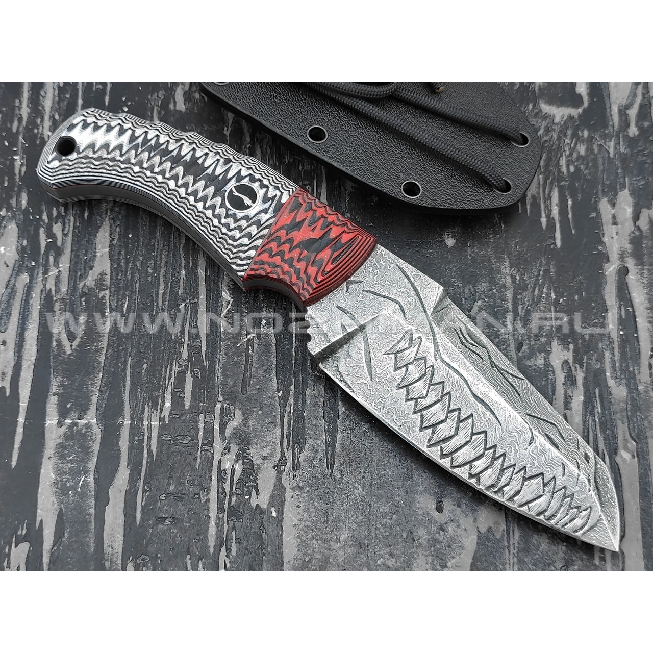 Волчий Век нож "Сквозняк" Brutal Edition Custom Drago сталь PGK WA, рукоять G10 red & white