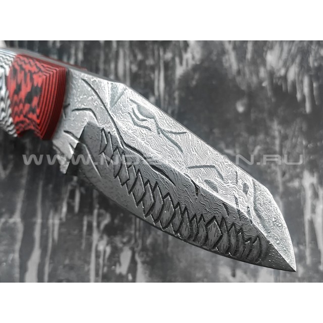 Волчий Век нож "Сквозняк" Brutal Edition Custom Drago сталь PGK WA, рукоять G10 red & white