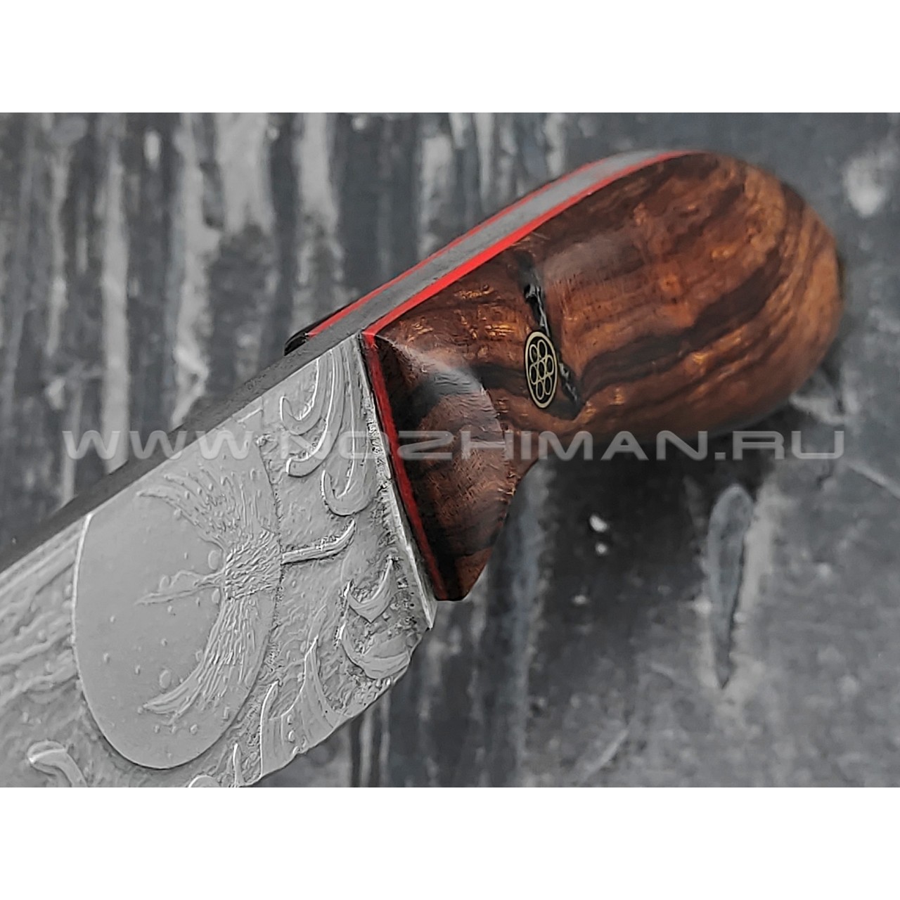 Волчий Век нож "Масичька" сталь M398 WA худ. травление, рукоять Ironwood