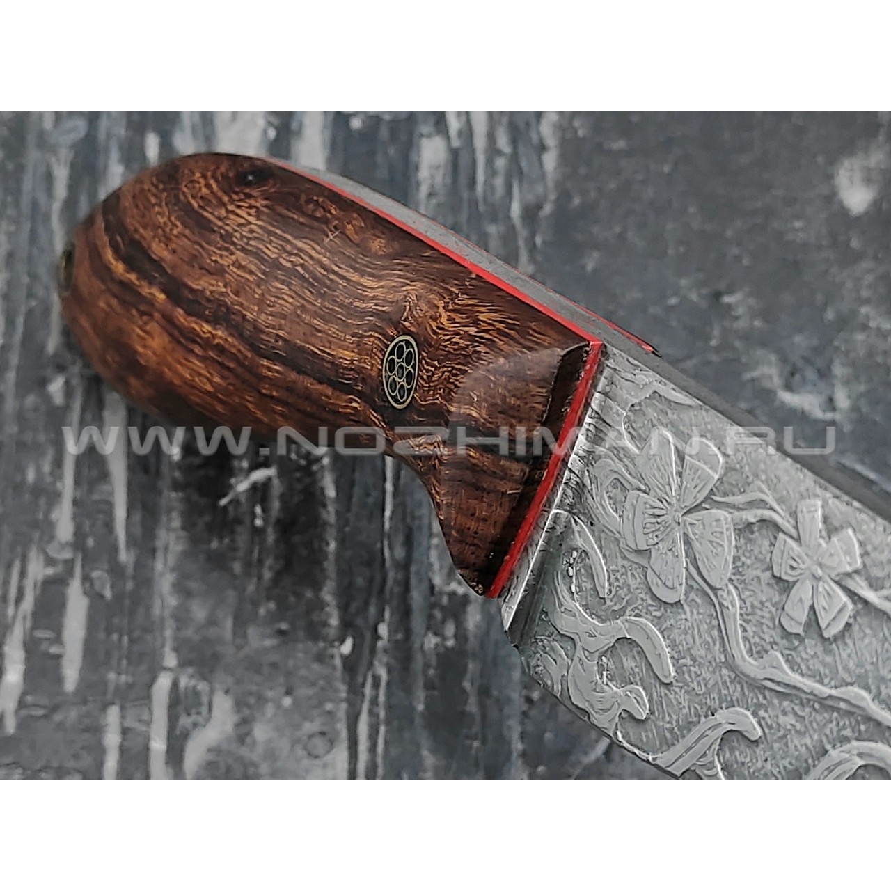 Волчий Век нож "Масичька" сталь M398 WA худ. травление, рукоять Ironwood