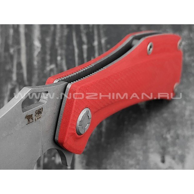Saro нож Скорпион EVO Bowie сталь K110, рукоять G10 red