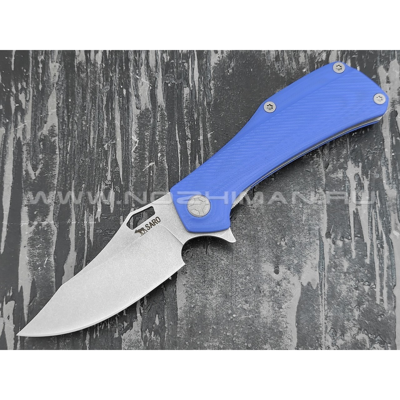 Saro нож Скорпион EVO Bowie сталь K110, рукоять G10 blue