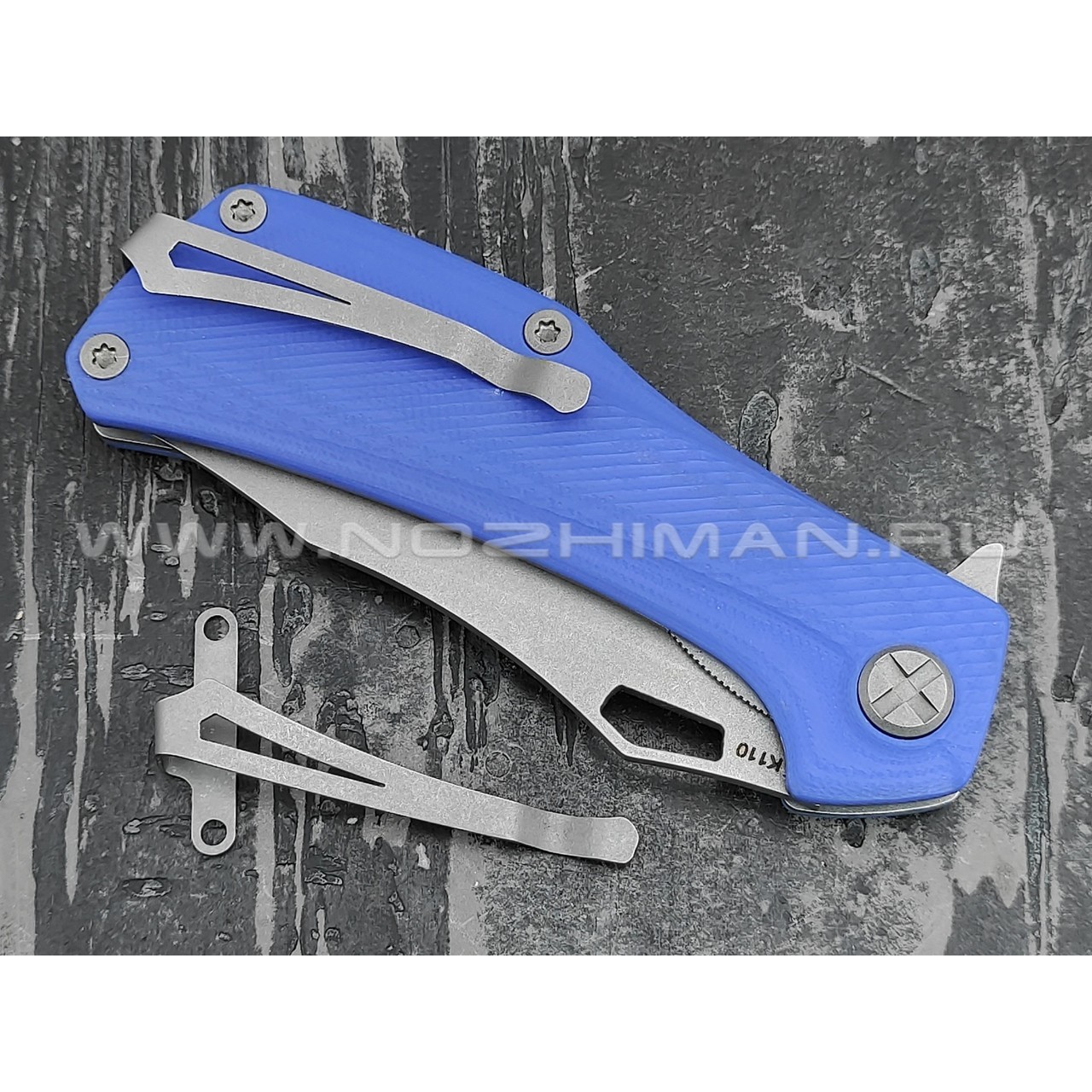 Saro нож Скорпион EVO Bowie сталь K110, рукоять G10 blue