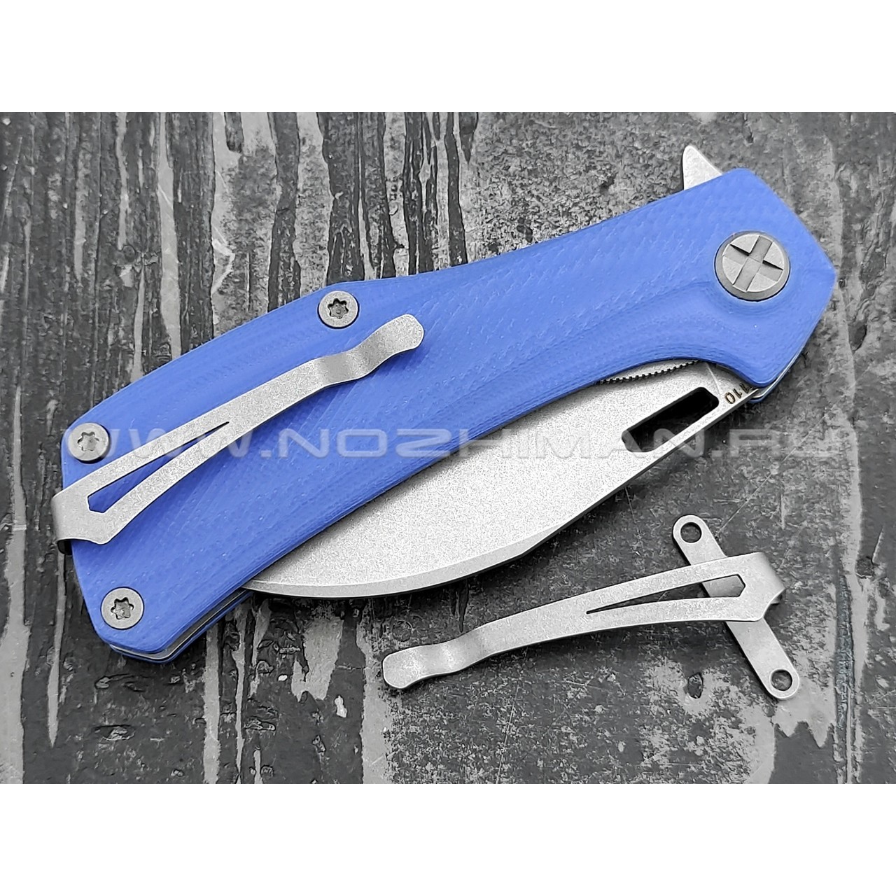 Saro нож Скорпион EVO Wharncliffe сталь K110, рукоять G10 blue