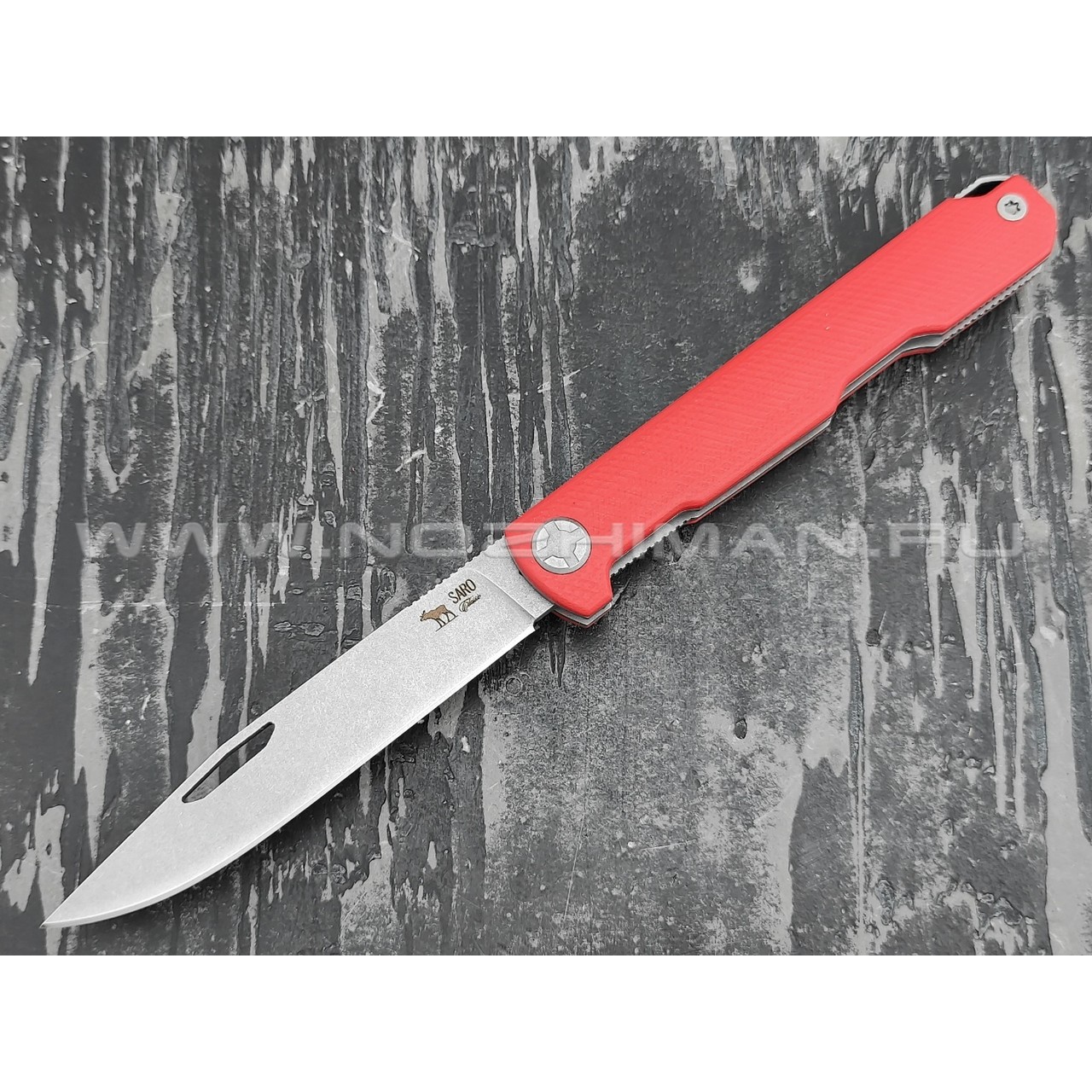 Saro нож Авиационный Single сталь K110, рукоять G10 red