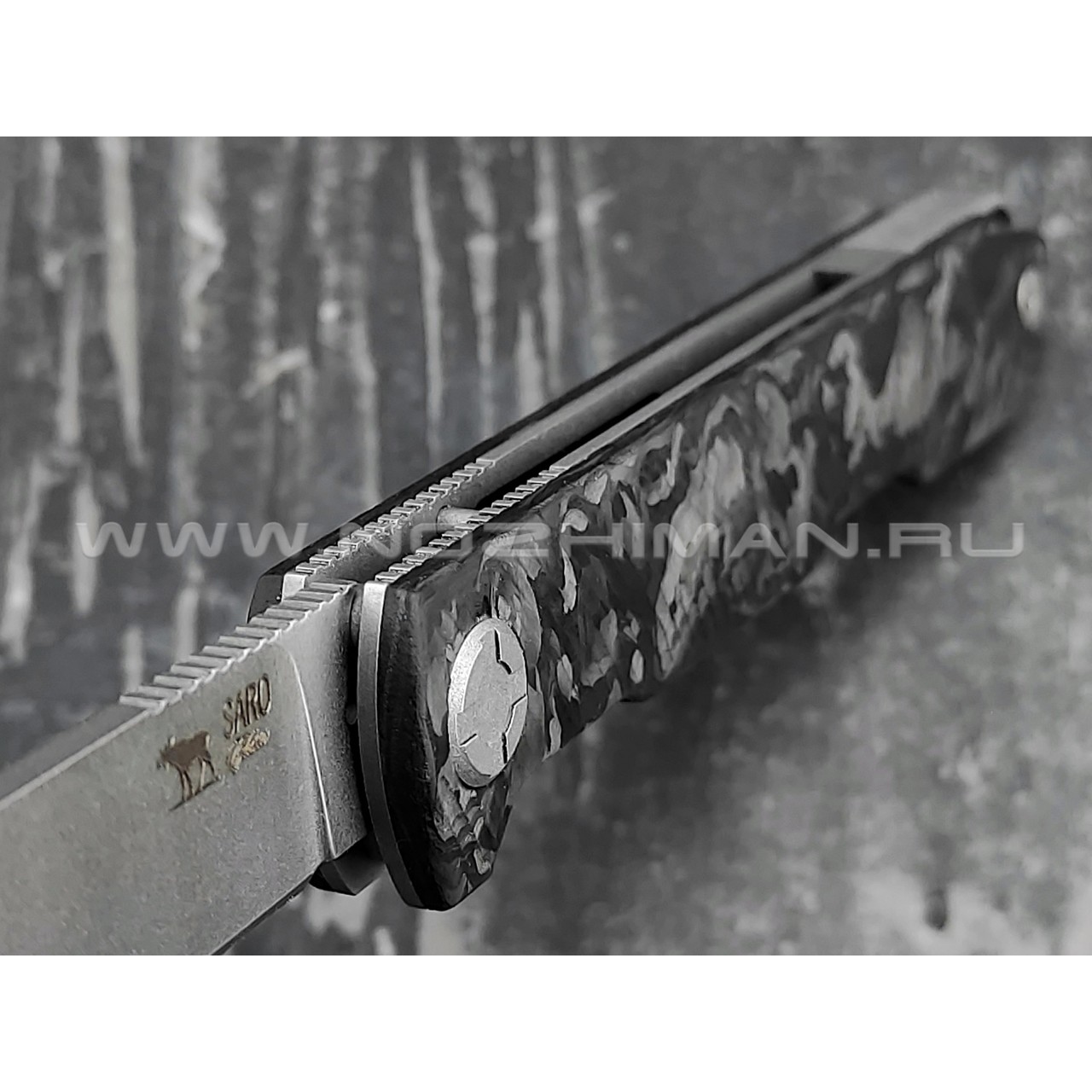 Saro нож Авиационный Single сталь Elmax, рукоять Carbon fiber
