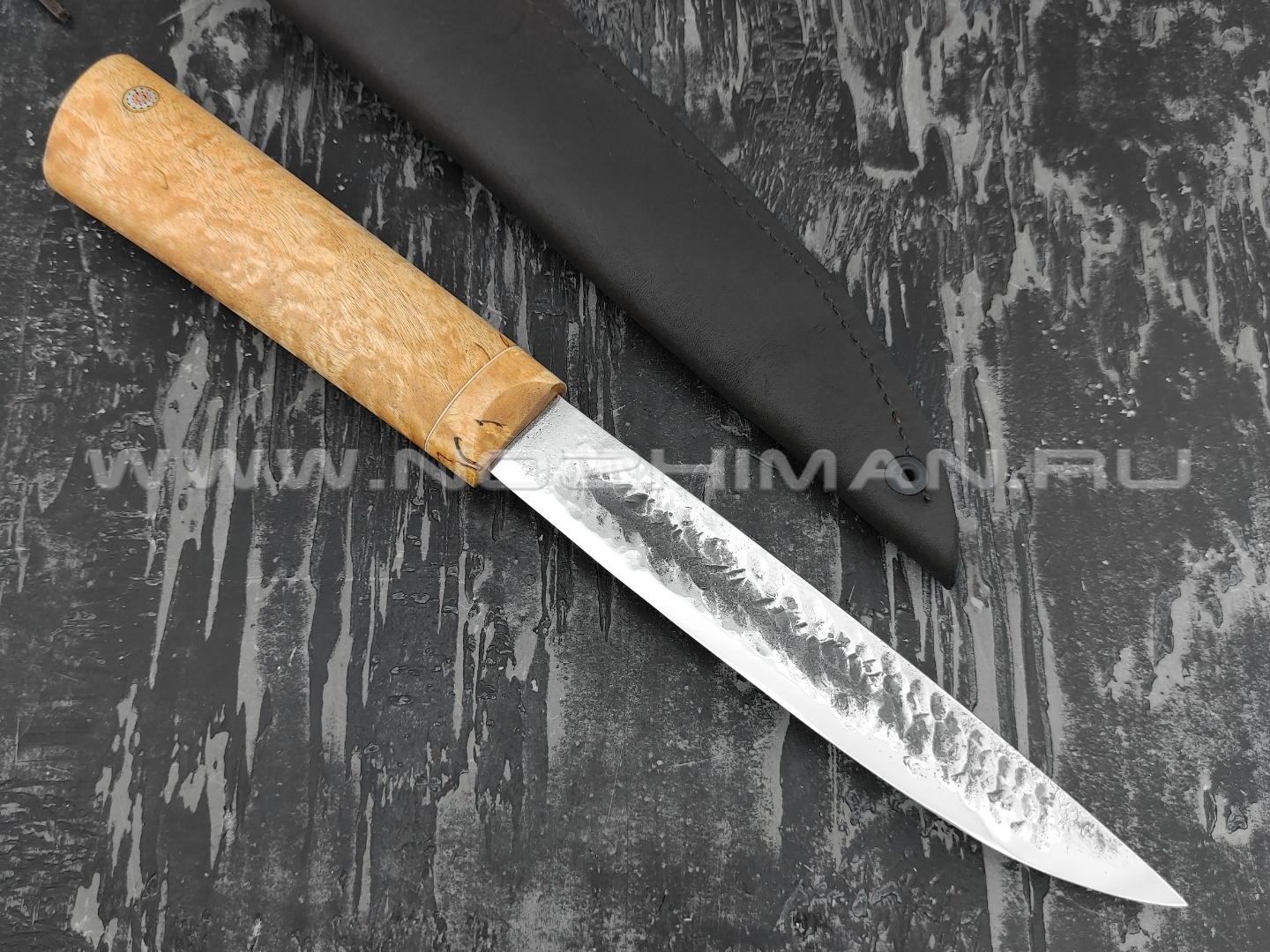 Нож "Якутский-БКД" сталь Х12МФ, рукоять стаб. карельская береза (Стальные Бивни)