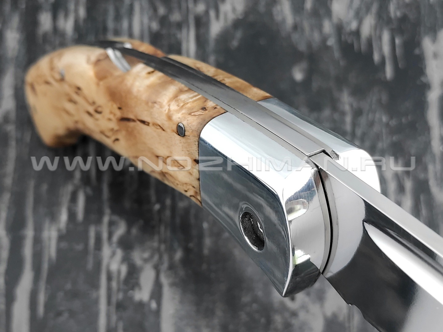 Нож складной "Якутский-СФЛ" сталь Х12МФ, рукоять стаб. карельская береза (Стальные Бивни)