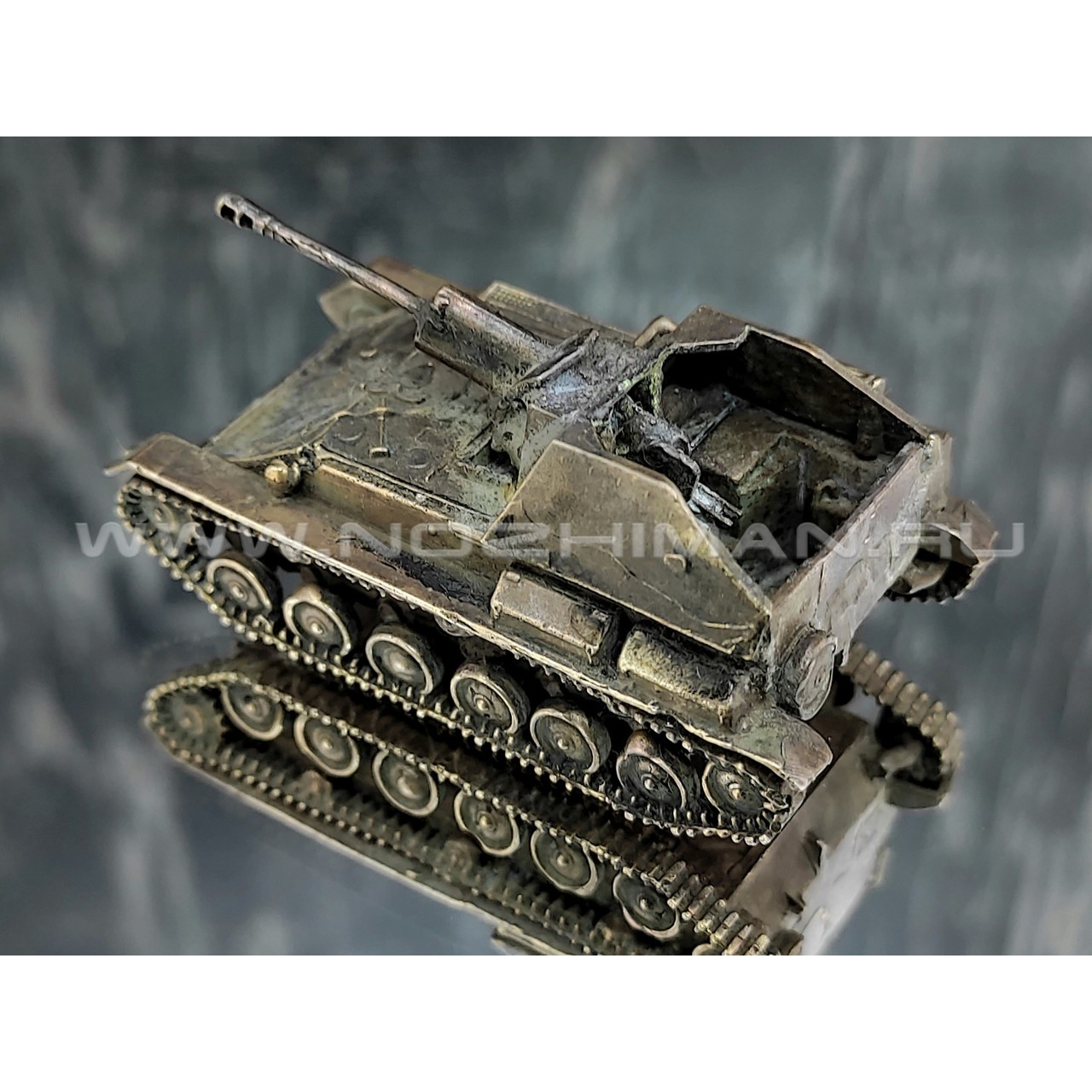САУ СУ-76, латунь, 50 мм, масштаб 1:100