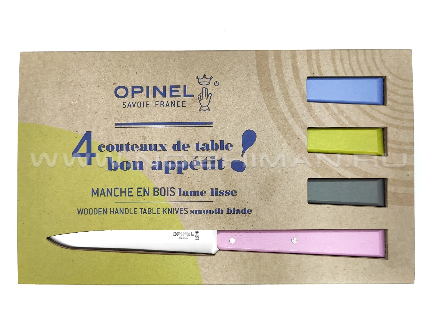 Набор из 4-х кухонных ножей Opinel №125 Bon Appetit Campagne 001533 сталь 12C27, рукоять бук